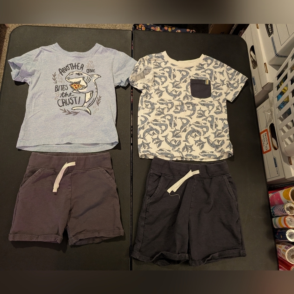 Fierce Frank Toddler Boy Shark Theme 4 Piece Set in Size 4T